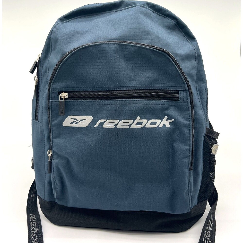 Reebok Backpack Blue Black Laptop School Travel Gym DayBag Multi Pocket Gorpcore